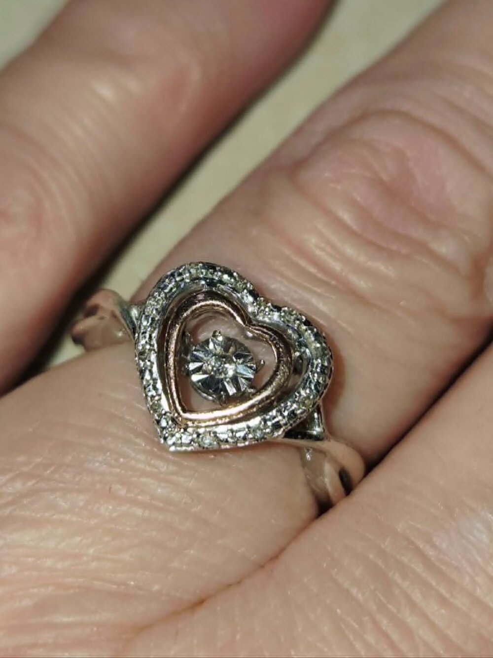 Kay's 925 & 10K Rose Gold Unstoppable Love Diamond Halo Bypass Ring Size 6